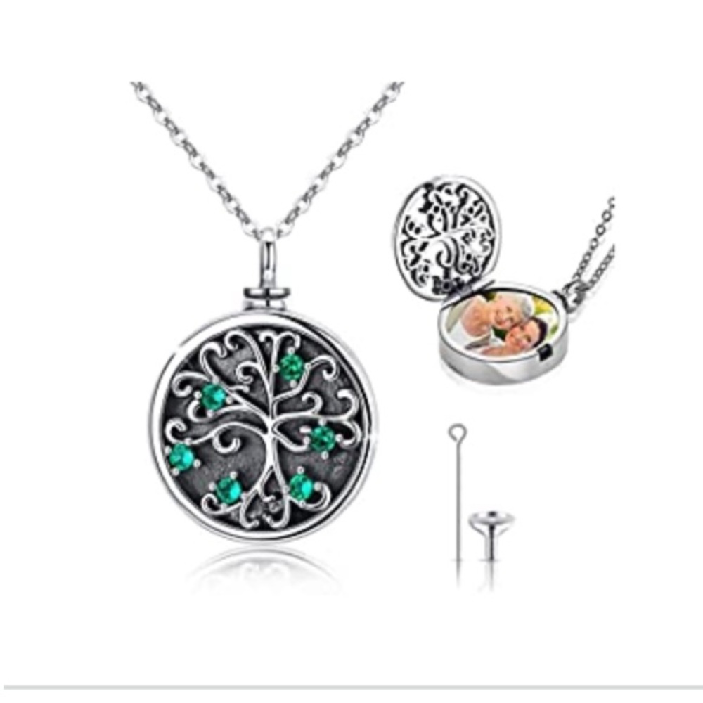 Urn Necklace Tree Family Locket 925 Sterling Silver Insert Photo